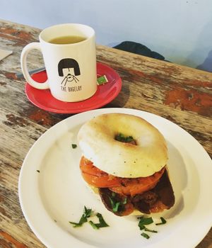 Vegan Bacon, tomato & mayo on plain  at The Bagelry  in Liverpool