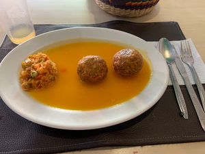 Albóndigas de tofu en salsa de albaricoque  at Elihir in Mexico City