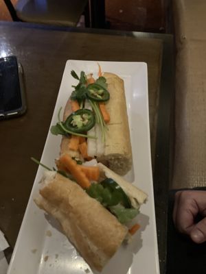 Vegan ham and chick bah mi sandwich  at Fusion Restaurant and Bar in Riverside