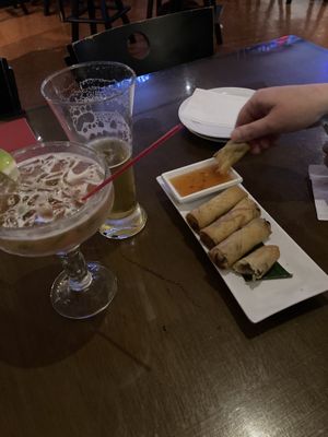 Bomb spicy watermelon margarita and decent vegan egg rolls  at Fusion Restaurant and Bar in Riverside