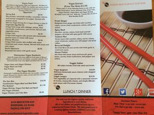 Bigger vegan menu! at Fusion Restaurant and Bar in Riverside