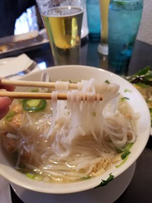 Really fresh rice noodles in their Pho Seafood. at Fusion Restaurant and Bar in Riverside