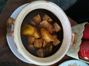 caramelized pineapple and tofu at My Little Cafe in Siem Reap