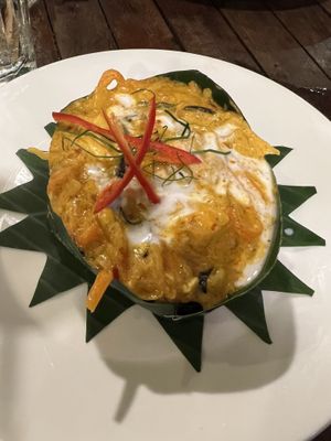 Vegan Amok curry with coconut milk   at My Little Cafe in Siem Reap