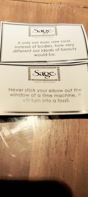 Little cards they gave us with cutlery at Sage in Ubud