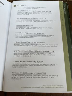 Menu   at Sage in Ubud