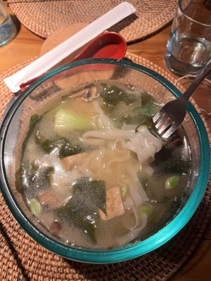 Soup with tofu, mushrooms and edamame   at Sage in Ubud