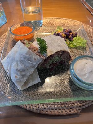 Jackfruit asada burrito 70K plus tax   at Sage in Ubud