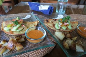 Mung bean omelette  at Sage in Ubud