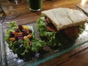 sandwich with smoked tofu (amazing bread!)  at Sage in Ubud