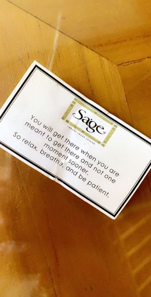 Cute note, came with napkin/cutlery  at Sage in Ubud