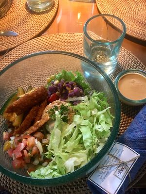 Crispy tempeh taco bowl with chipotle sauce (65k) at Sage in Ubud