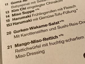 menu at MoschMosch in Darmstadt