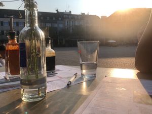 Eating at terrace  at MoschMosch in Darmstadt