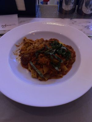 Vegan pasta with ragout Impossible meat   at Wynn Hotel - SW Steakhouse in Las Vegas