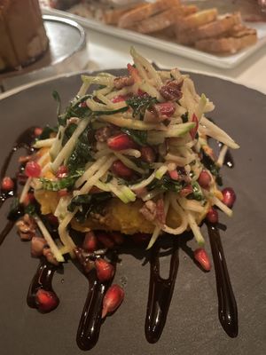 Kale salad on mashed squash   at Wynn Hotel - SW Steakhouse in Las Vegas