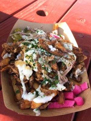 Shawarma Fries at Falafel House - Food Truck in Portland