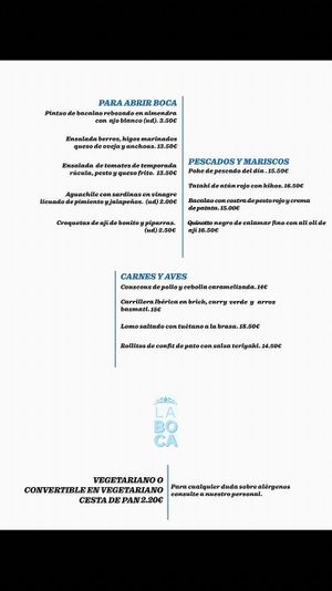 Menu 1 at La Boca in Cordoba