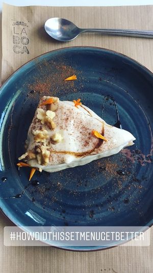 Apple cake with cream cheese at La Boca in Cordoba