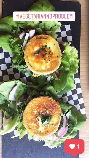 Grilled/fried goat cheese with salad at La Boca in Cordoba