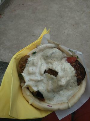 Veggie option at L'as du Fallafel in Paris