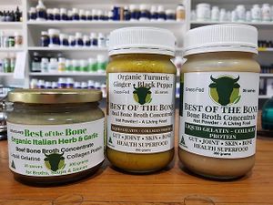GRASS FED is the word. Beef bone broth concentrate wit turmeric and ginger available now. Also available in traditional version and in version with herbs. The best support for gut at The Healthy Hub in Cairns