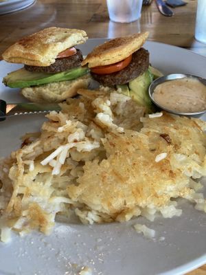 Vegan benedict with Beyond sausage patty   at 7 Mile Cafe in Highland Village