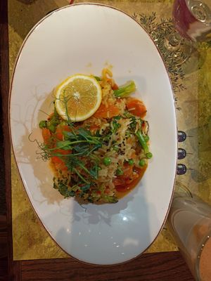 Kari rizoto sa povrcem u kokosovom mleku at Oliva in Belgrade