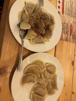 Spinach and apple& cranberry pierogi   at Bar Górski in Zakopane