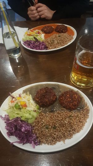 Beet root with buckwheat and mushroom sauce at Bar Górski in Zakopane