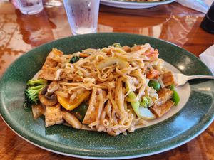 Create your own: rice noodle, red curry sauce, tofu and vegetables at Soy House in Bellingham