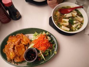 fried tofu and vegan ramen at Soy House in Bellingham