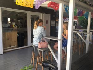 outdoor seating at Tom's Juice Bar in Gustavia