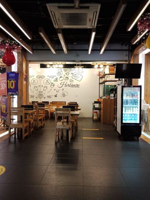 Outside of the restaurant at Herbivore in Jakarta