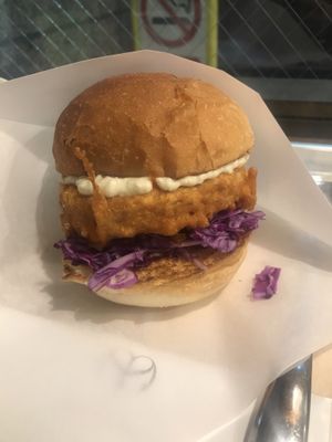 Crispy soy chicken burger  at Ain Soph.Ripple Kabukicho in Tokyo