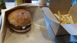 Chicken ripple burger (soy meat) at Ain Soph.Ripple Kabukicho in Tokyo