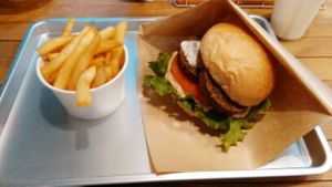 falafel burger at Ain Soph.Ripple Kabukicho in Tokyo