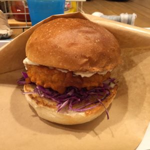Vegan chicken burger at Ain Soph.Ripple Kabukicho in Tokyo