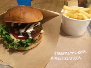 Burger and cheesy fries at Ain Soph.Ripple Kabukicho in Tokyo