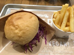 Crispy soy chicken burger at Ain Soph.Ripple Kabukicho in Tokyo