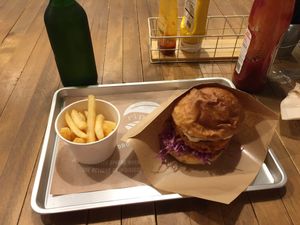 Chicken burger at Ain Soph.Ripple Kabukicho in Tokyo