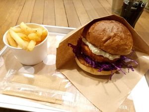 Awesome chicken burger!  at Ain Soph.Ripple Kabukicho in Tokyo