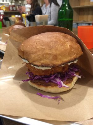 Soy Chicken burger  at Ain Soph.Ripple Kabukicho in Tokyo