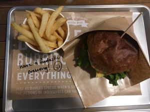 Ripple chesse burger with small fries :) 1566 yen at Ain Soph.Ripple Kabukicho in Tokyo