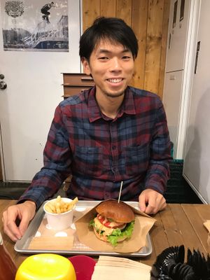 Burger and fries! at Ain Soph.Ripple Kabukicho in Tokyo