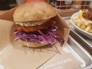 Crispy "chicken" burger at Ain Soph.Ripple Kabukicho in Tokyo