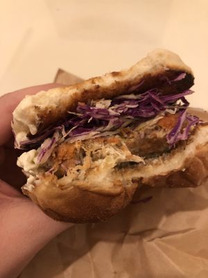 Crispy soy chicken burger at Ain Soph.Ripple Kabukicho in Tokyo