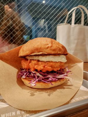 Crispy chick’un burger at Ain Soph.Ripple Kabukicho in Tokyo