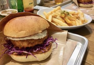 Vegan chicken burger  at Ain Soph.Ripple Kabukicho in Tokyo