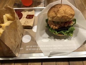cheese burger and fries😄 at Ain Soph.Ripple Kabukicho in Tokyo